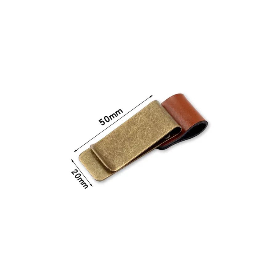 Handmade Leather Brass Stainless Steel Pen Holder Clip Journal Notebook Paper Folder Writing Office Supplies Qme A
