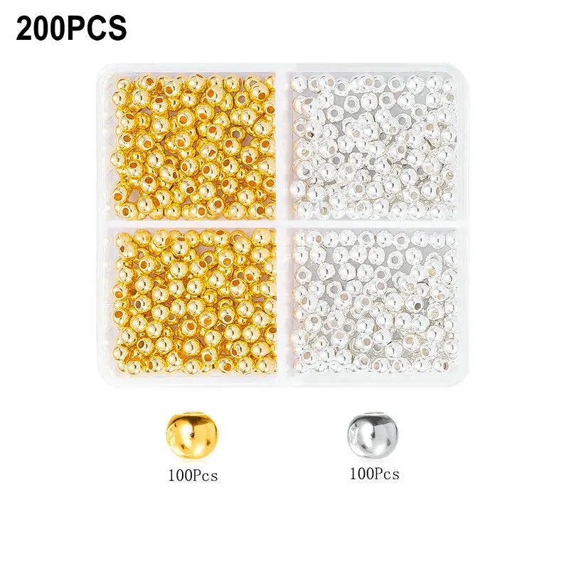 4Colors CCB Spacer Beads Kit in 6 Styles Assorted Round Star Gold Spacer Beads for Bracelet Necklace Making Jewelry DIY Craft Qme 8-200pcs