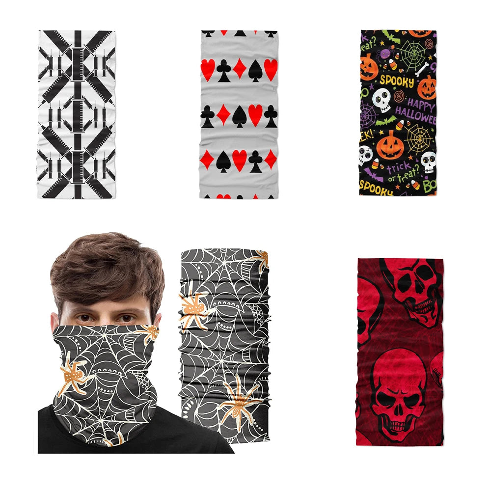 Funny Skull Pumpkin Musical Note Turban Scarf 3d Printing Female Neck Qme