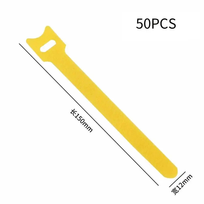 Organized Cable Setup 30 50 Reusable Hook Loop Straps Qme yellow 50pcs