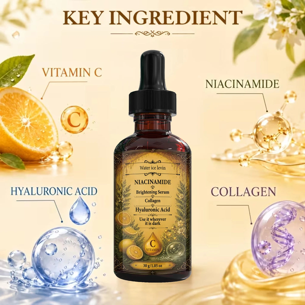 Water Ice Levin Niacinamide Collagen Brightening Serum 30g Hyaluronic Acid Moisturizing Firming Even Tone Facial Essence Qme