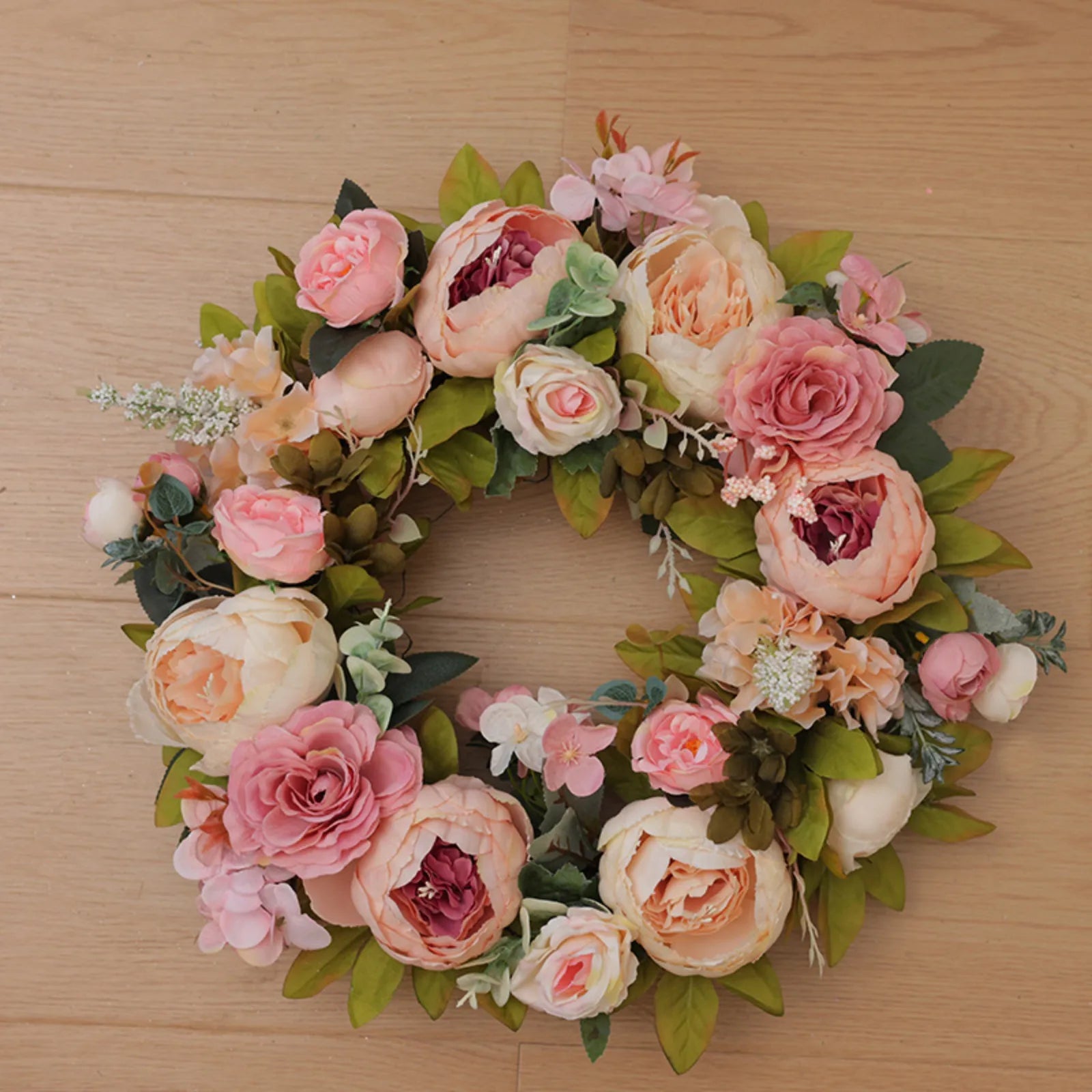 Peony Artificial Flower Round Wreath Holiday Party Wedding Decoration Props Home Resturant Door Display Props Qme
