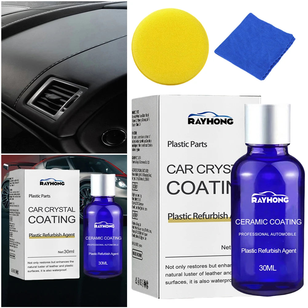 30ml Plastic Refurbish Agent with Sponge Plastic Parts Crystal Coating Plastic Parts Refurbish Restoration Ceramic Coating Agent Qme