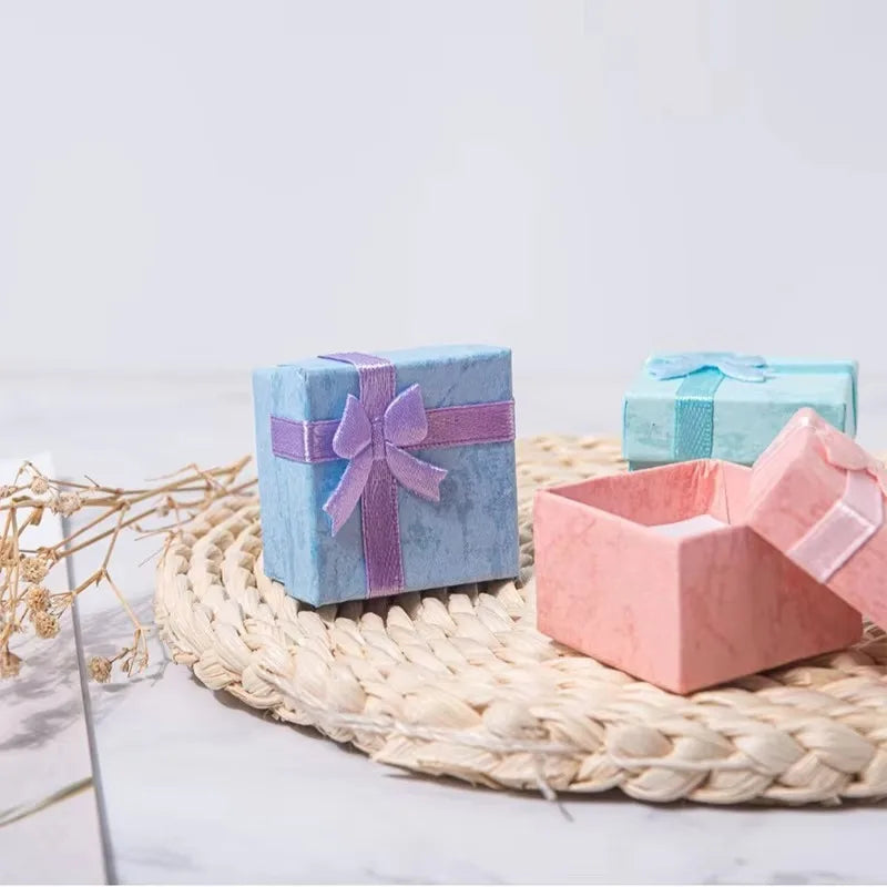 6/12PCS Multicolor Ring Storage Box Jewelry Ring Box Necklace Earrings Valentine's Day Birthday Wedding Gift Bowknot Packaging Qme