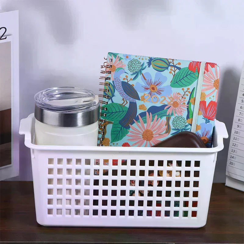 Plastic Storage Basket Snacks Storage Hollow Rectangular Ins Storage Box Basket Sorting Sundries For The Bathroom Kitchen Qme