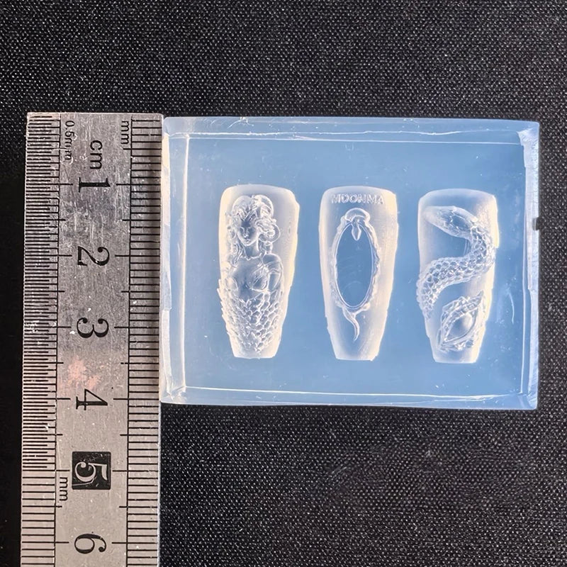 3D Snake Girl Nail Art Silicone Mold DIY Carving Decoration Tool Qme
