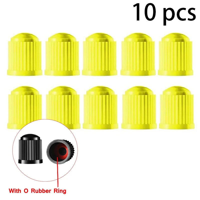 Car Motorcycles Bike Bicycle Universal Valve Cap Plastic Wheel Tire Qme Yellow