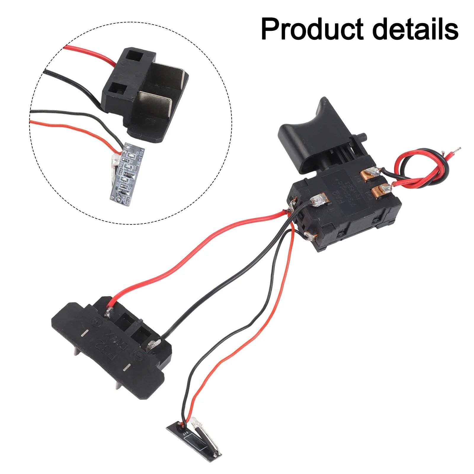1 Piece 16.8V 18V Lithium Battery Cordless Drill Speed Control Trigger Switch With Small Light Power Tool Easy Assembly Qme