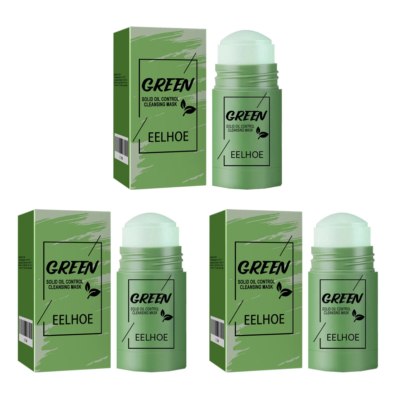 Green Tea Cleansing Solid Face Mask Cleansing Pores Remove Acne Blackhead Oil Control Shrink Pores Brightening Face Skin Care Qme 3 x 40g Boxed