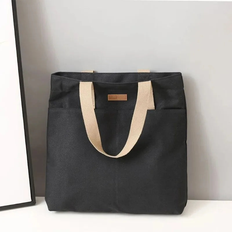 Women's Tote Bag Canvas Sewing Thread Large Capacity Advanced Sense Qme