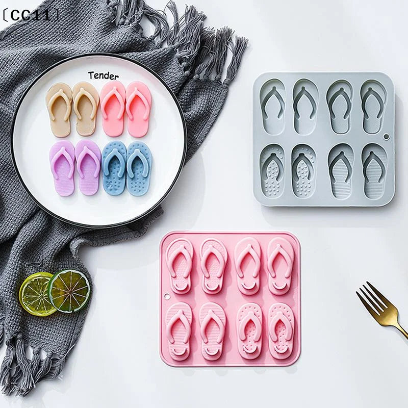 Beach Shoes Silicone Mold Summer Flip-flops Slipper Fondant Birthday Qme