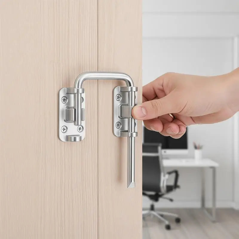 Stainless Steel 90 180 Door Latch Punch-free Buckle Anti-theft Spring Qme