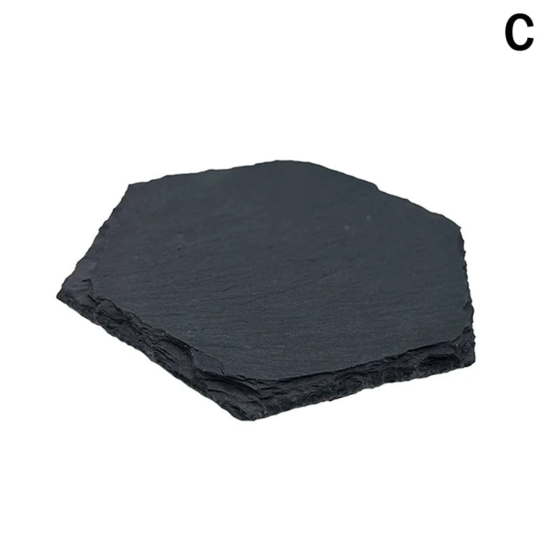 Table Coaster Japanese Style Reusable Slate Stone Drink Coaster Decorative Kitchen Tea Cup Mug Heat Resistant Rock Coaster Qme C
