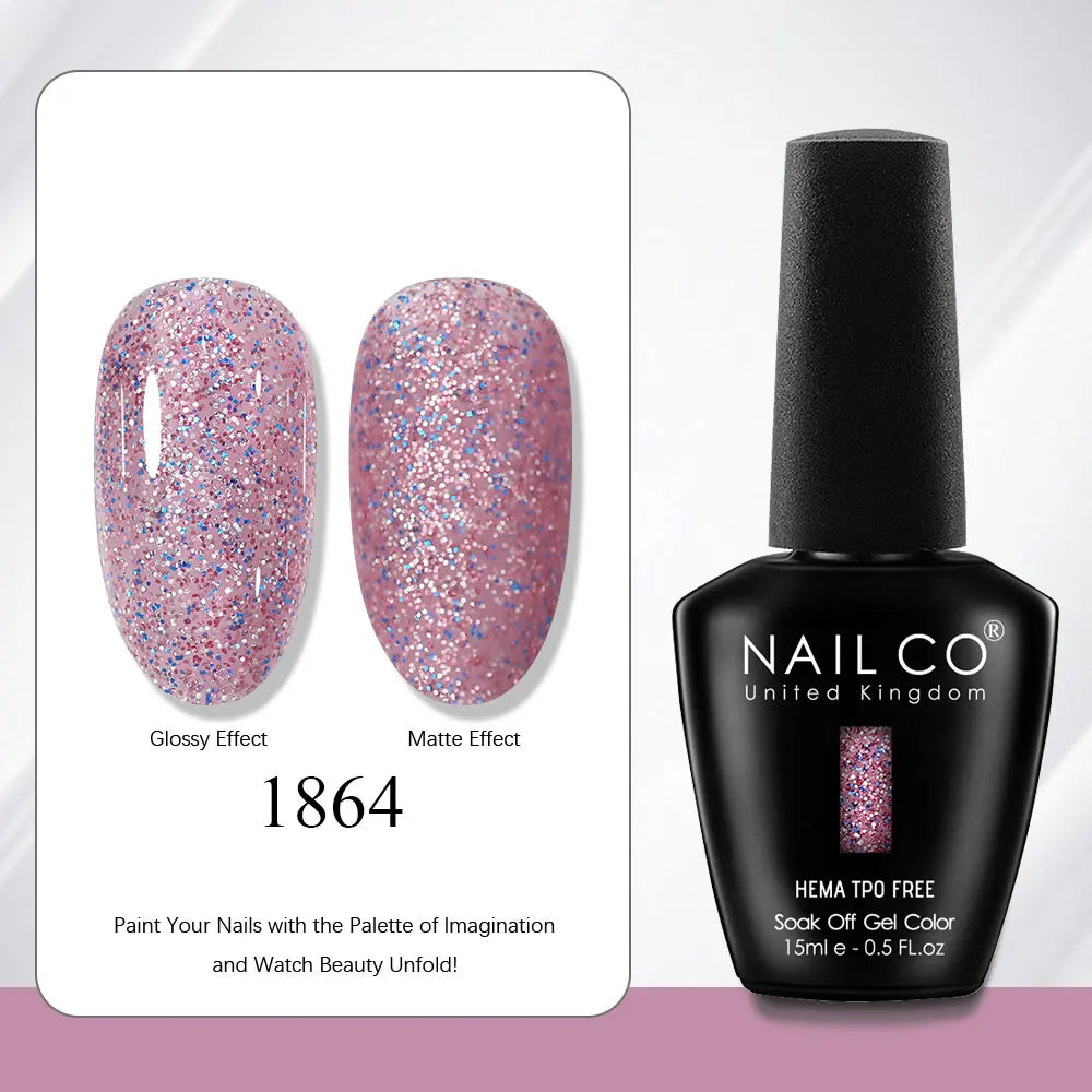 NAILCO Gel Nail Polish Nails Semi-permanent UV Varnish Glitter Glass