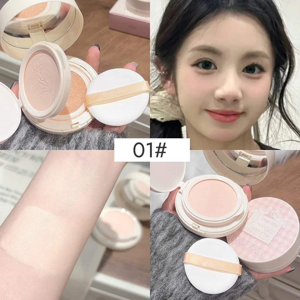 1 Double Layer Powder Cushion Clear Natural Lasting Brightening Gege Qme GX2015-1