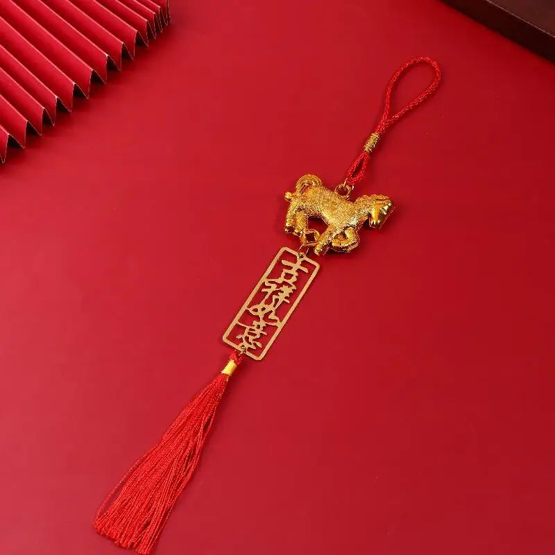 2026 Year Of The Horse Golden Plastic Zodiac Horse Pendant Lucky Spring Festival Home Car Hanging Ornaments New Year Gifts Qme style 3