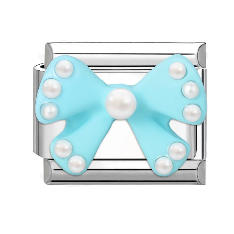Fashion Colorful Y2K Heart Blue Purple Butterfly Italian Link Fit 9mm Stainless Steel Jewelry Making Charms Bracelets DIY Gifts Qme Style 10