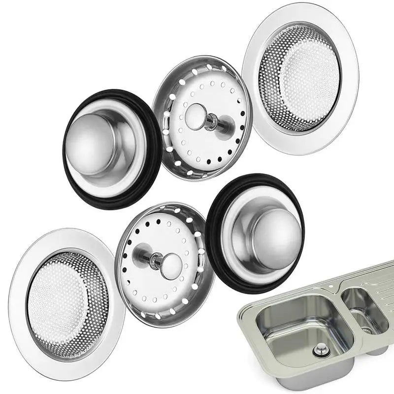 Kitchen Sink Drain Filter 6 Pack Stainless Steel Kitchen Sink Stopper Dish Odor-Proof Drainer Plug Cover Anti-Clogging Food Qme