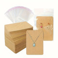 50 natural square earrings, necklace, cardboard, blank jewelry set, DIY cardboard Qme Camel Color