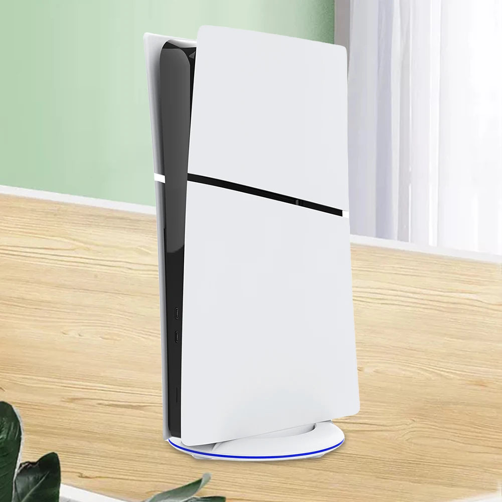 RGB Vertical Stand with Anti-Slip Pad Game Console Base Stable for PS5 Slim Console for PS5 Slim Disc/Digital Version Qme