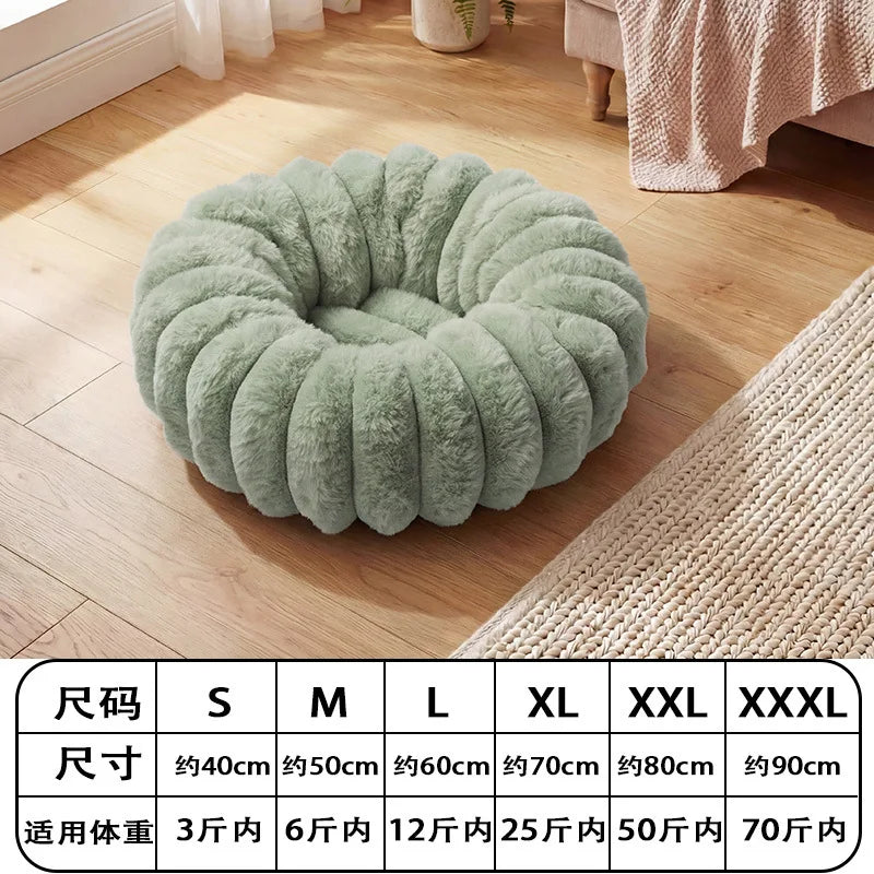 B 40-90cm 6 Sizes Round Pet Bed for Large Dog Bed Super Soft Cat Bed Plush Dog House for Medium Dog House Winter Warm Sleeping Qme