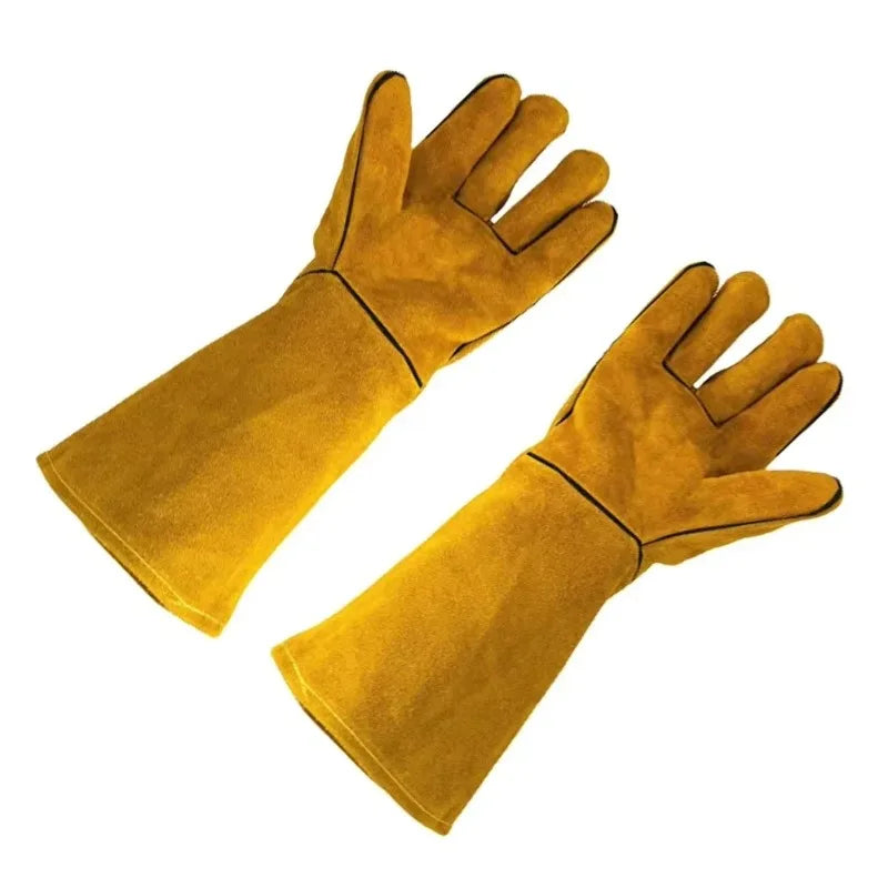 Cowhide Gloves Flame-retardant Welding Work Heat-proof Metal Qme