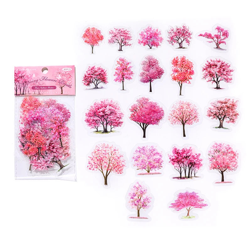 40pcs/pack PET Forest scenery Stickers Aesthetics Stationery DIY Scrapbooking Materials Collage Junk Journal Decor Stickers Qme A
