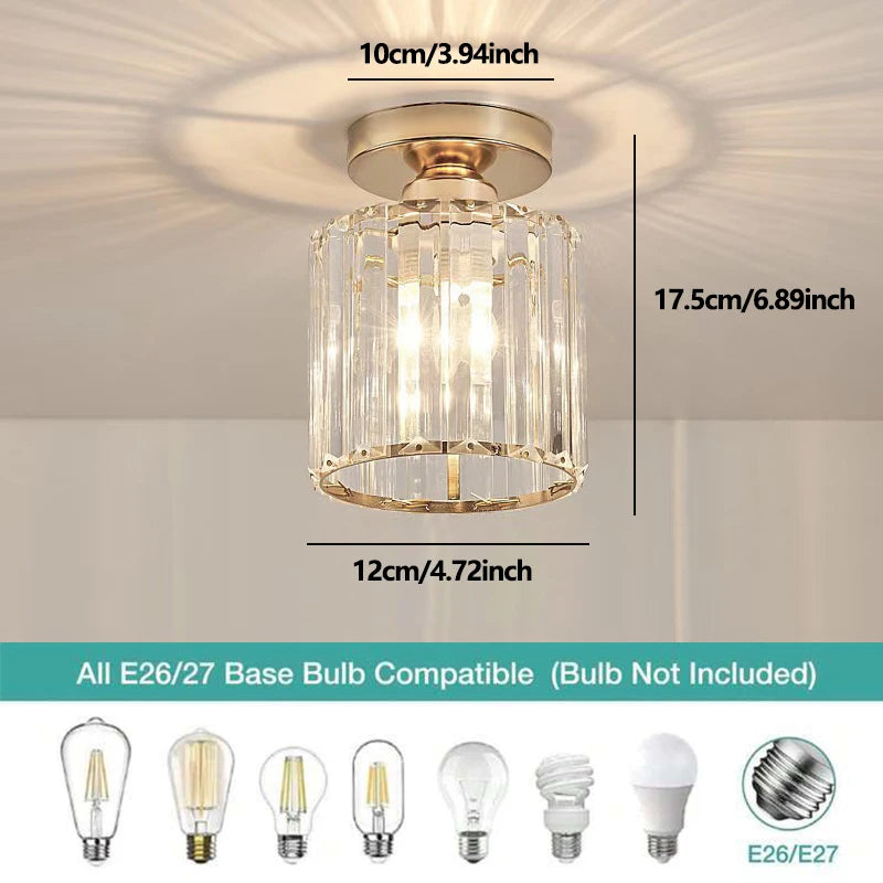 Nordic modern luxury crystal E27 ceiling light for bedrooms, corridors, restaurants, stairs, bathrooms, lighting fixtures Qme Golden circle