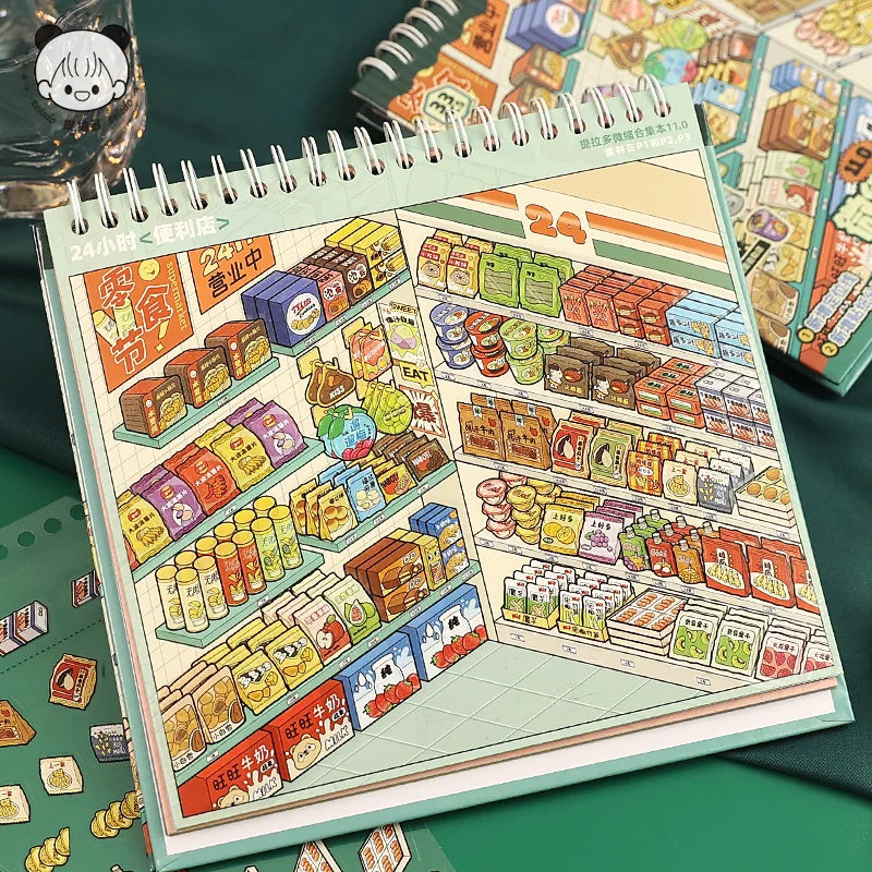 Cartoon Miniature Scene 32 pcs 3D Landscaping Stickers Book DIY Cabin Scene Stacking and Pasting Hand Account Kawaii Stationery Qme