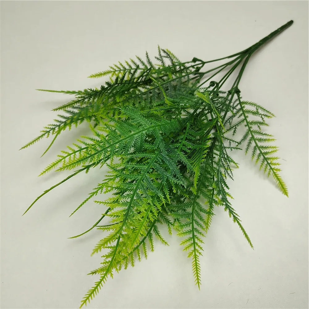 7 Branches Artificial Asparagus Fern Grass Plant Flower Home Floral Qme