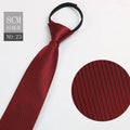 Zipper Ties Men Pre-tied Neck Tie Red Black Navy Blue Neckties Qme WHITE