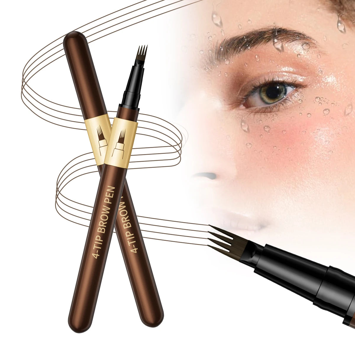 Four-pronged eyebrow pencil, four-end, long-lasting, non-smudged, water-resistant, anti-smudged eyebrow pencil Qme