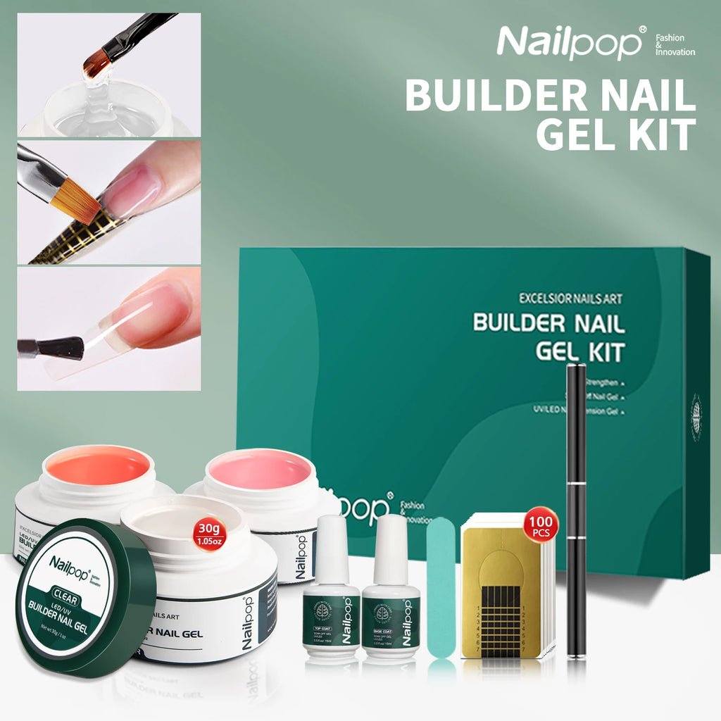 Nailpop Gel Builder Pink Nude Clear 3 Colors Professional Nail Art Qme