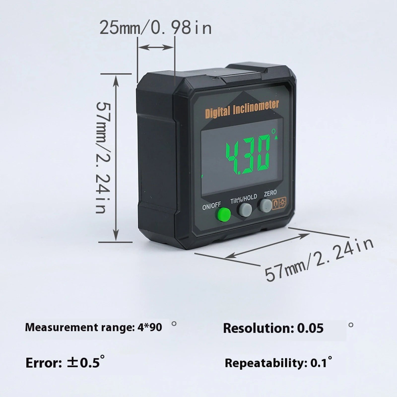 Digital Angle Finder LED Screen 4-Side Magnetic Angle Gauge Wear Resist Hanging Level Box Angle Measuring Instrument Level Qme