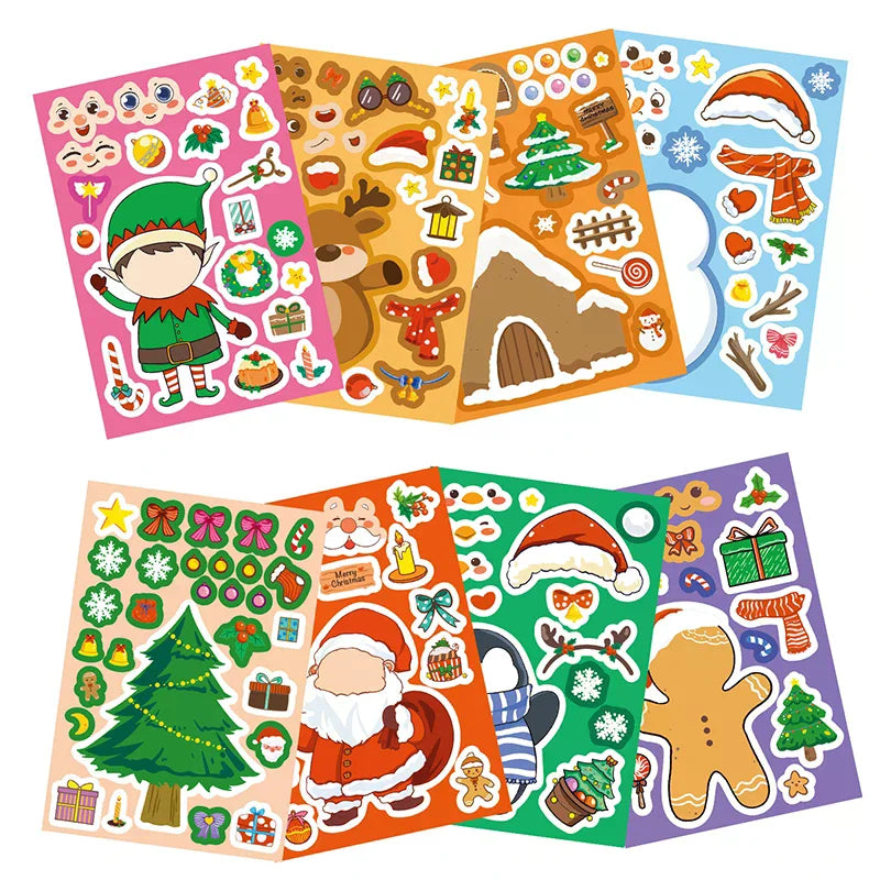 Christmas Puzzle Stickers Make Face Santa Claus DIY Waterproof Kids Qme Default Title