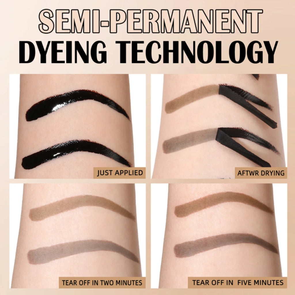 4 Colors Peel Off Eyebrow Tint Gel Waterproof Eyebrow Tattoo Cream Natural Wild Brows Smudge Proof Makeup with Fine Tip Brush Qme
