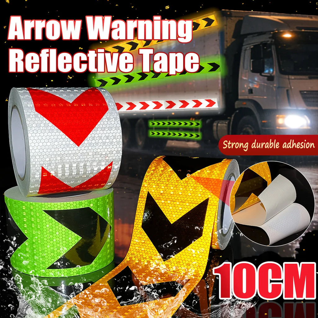 4Inch Waterproof Arrow Reflective Tape Safety Caution Warning Stickers Conspicuity Reflectors for DIY Car Truck Vehicle Warning Qme