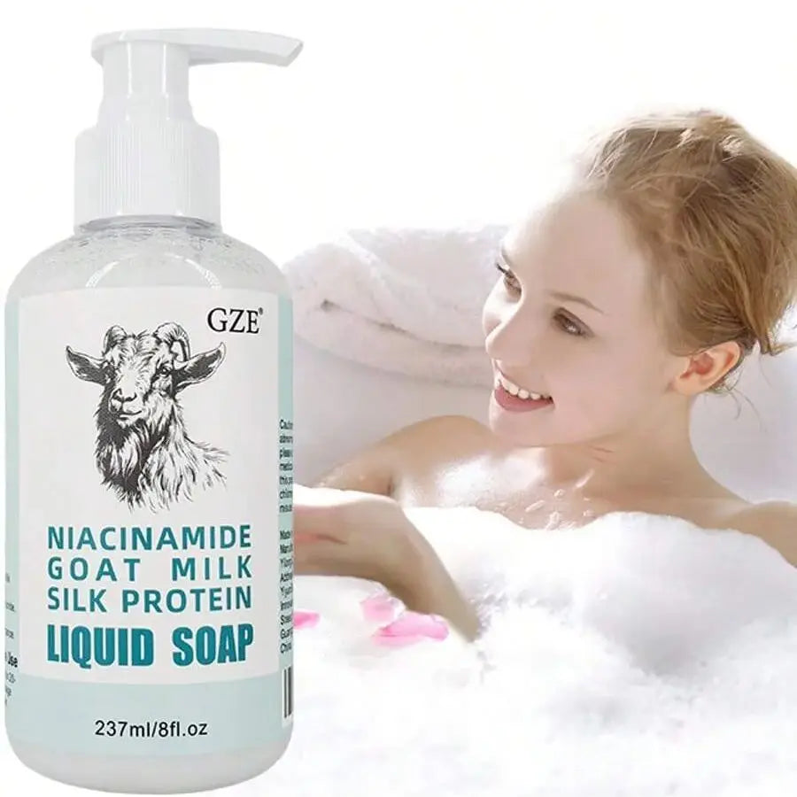 GZE Niacinamide Goat Milk Silk Protein Liquid Soap Moisturizing Gentle Deep Cleansing pH-Balanced Skin Texture Improvement Qme