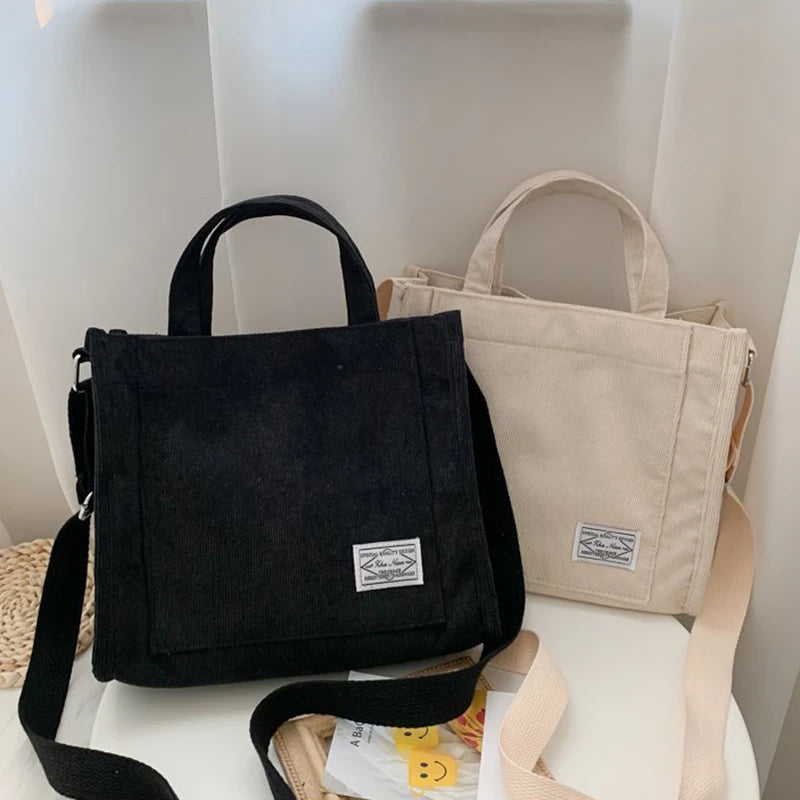 Corduroy Shoulder Bag 2024 New Women Small Square Bag Fashion Ladies Student Handbag Large-capacity Shoulder Cross Bag Tote Bag Qme