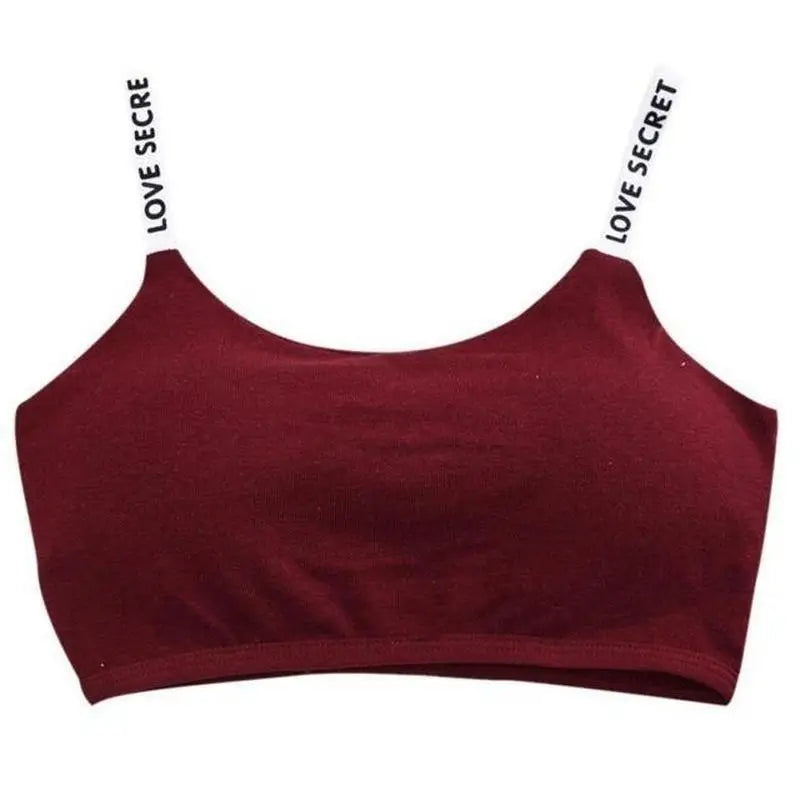 Women's Seamless Tube Bra Letter Strap Anti Exposure Sports Bralette Qme Free Size Red wine