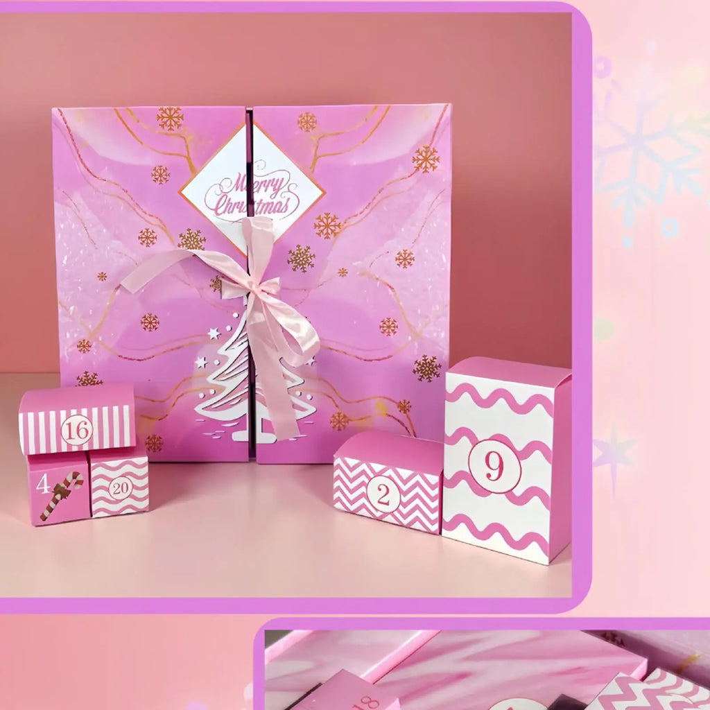 24Day Christmas Arrival Calendar Gift Filling Box Pink DIY Arrival Calendar Gift Box Packaging Box Empty Box Qme