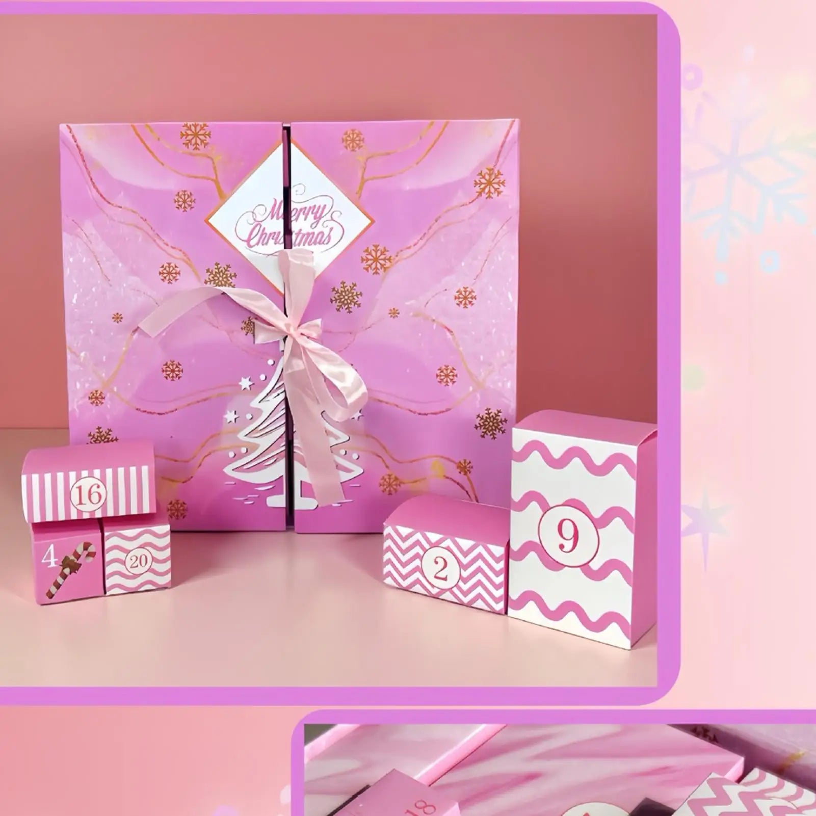 24Day Christmas Arrival Calendar Gift Filling Box Pink DIY Arrival Calendar Gift Box Packaging Box Empty Box Qme
