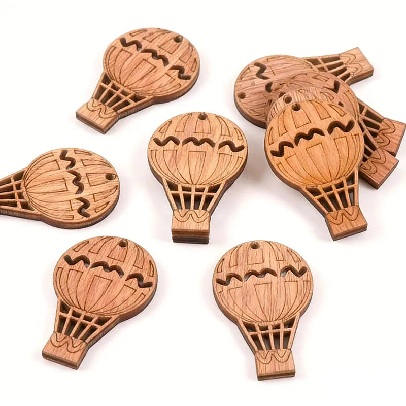 20Pcs Vintage Hydrogen Balloon DIY Wooden Ornaments Scrapbook Craft Unfinished Natural Wood Slices For Home Decor 49X32mm m1614 Qme