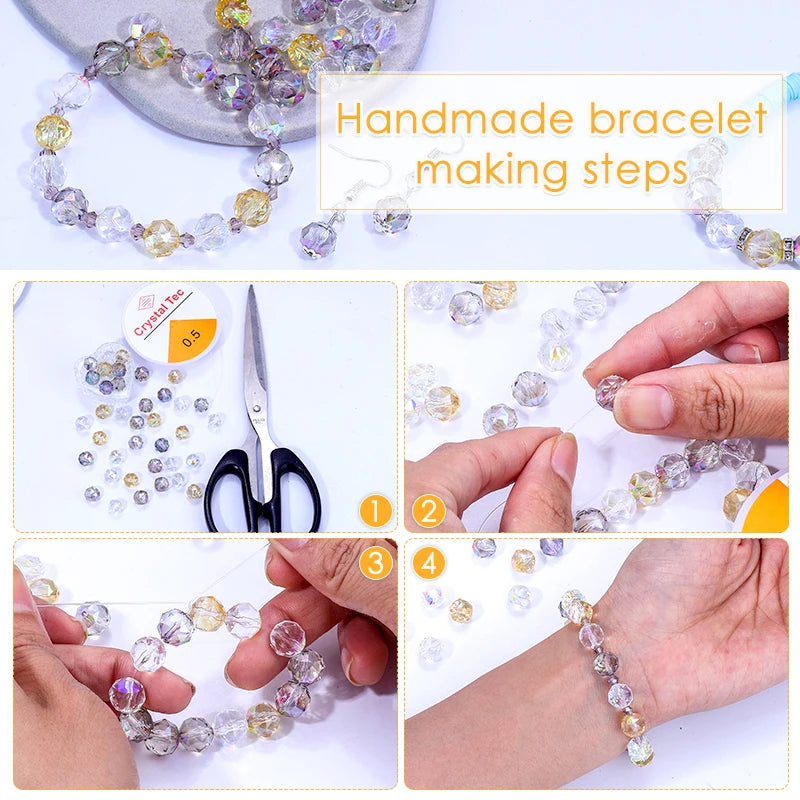8mm/10mm Transparent Austria Crystal Glass Beads Roundle Spacer Loose Bead for DIY Bracelet Necklace Jewelry Making Accessories Qme