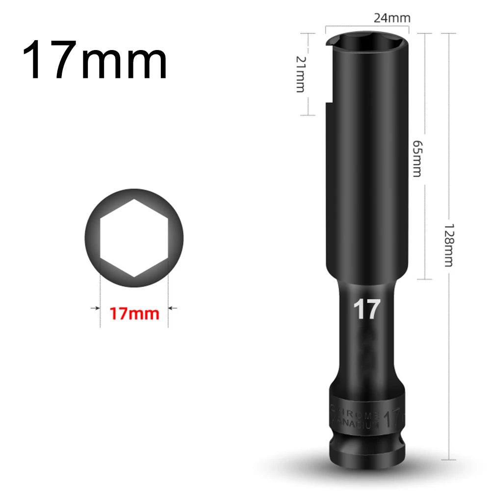 1/2 Drive Socket Wrench Hex Socket Head 8-24mm Adapter Spanner Converter Replacement Parts Tire Removal Tools Accessories Qme 17mm