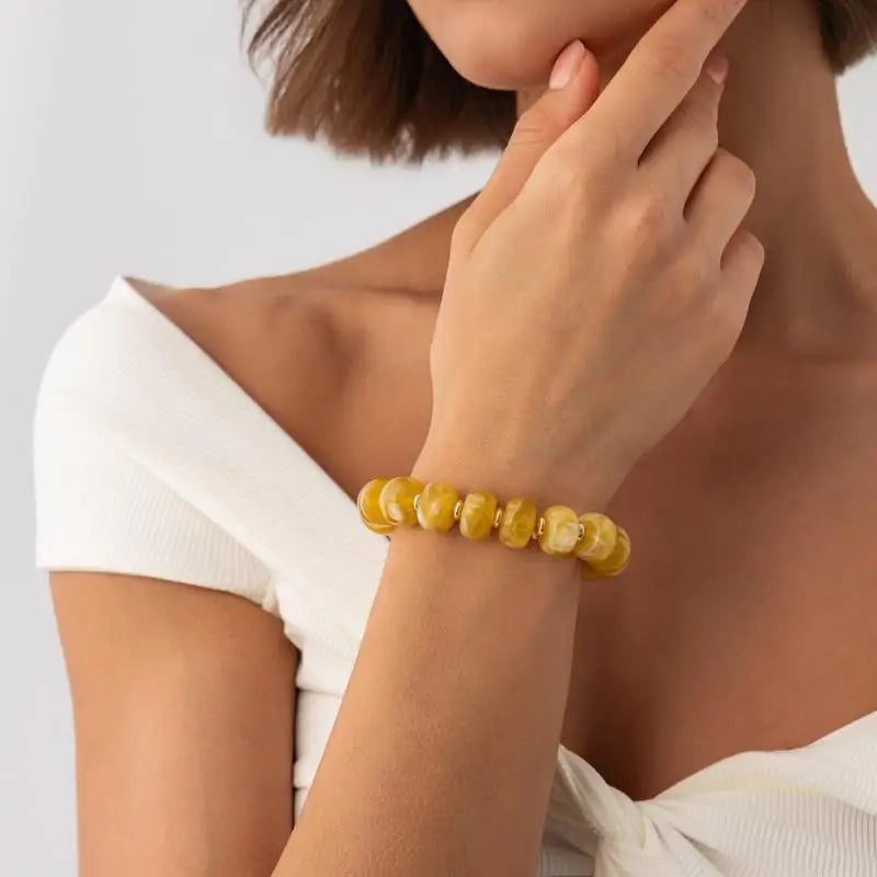 Y2K Colorful Smudging Resin Beads Chain Necklace For Women Trend Collares Vintage Clavicle Chain Party Jewelry Qme A28