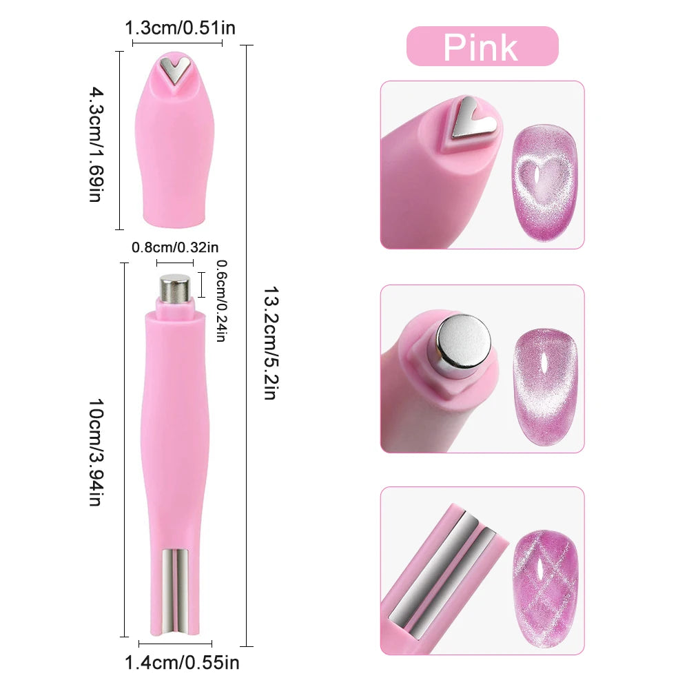 DIY Design Cat Eye Nail Art Magnet Heart Rabbit Striped Tool Red Qme GJ-CTB-012