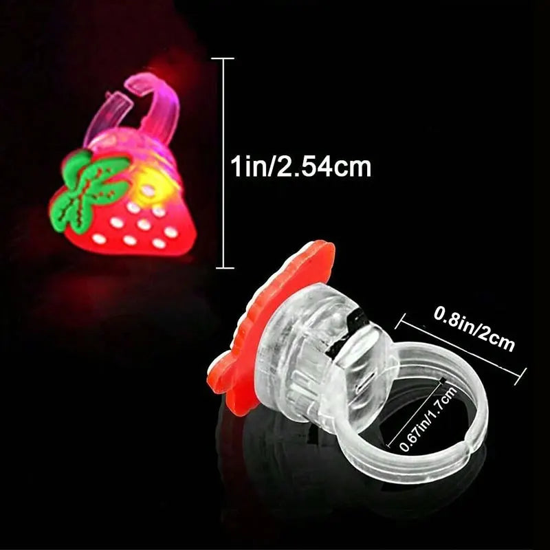 20/50pcs Cartoon LED Luminous Finger Rings Animal Flower Light Up Finger Ring Toys Glowing Rings Glow in The Dark Party Supplies Qme