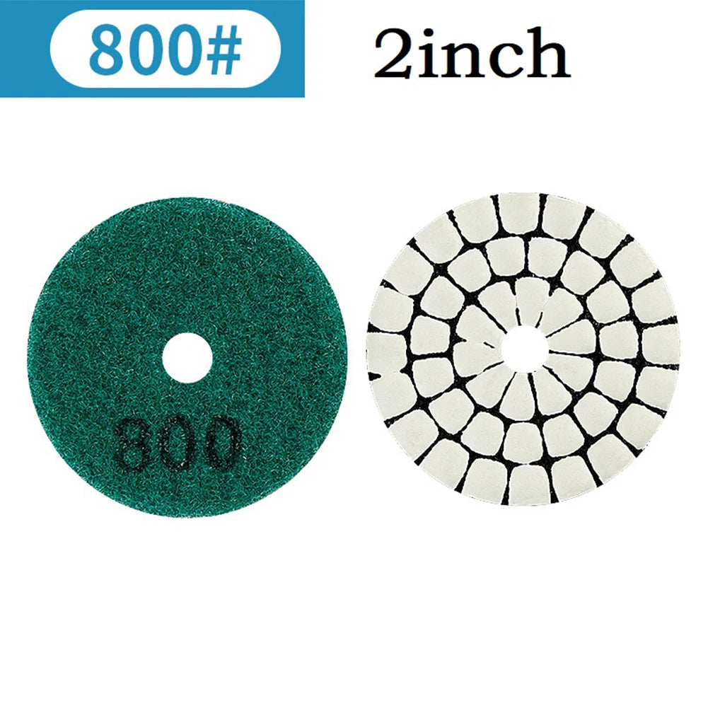 1pc 2 Inch 50mm Emery Dry Polishing Pad Disc For Granite Marble Quartz Glass Stone Sanding Random Color Qme Grit 800
