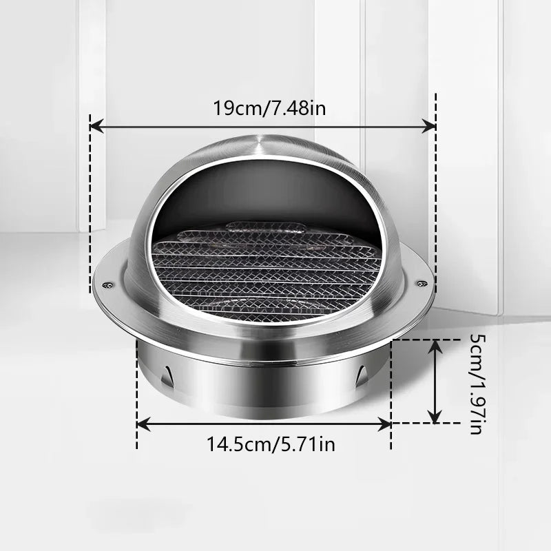 Stainless Steel Vent Ducting Ventilation Exhaust Grille Cover 100/150mm Round Waterproof Heating Cooling Air Ceiling Vents Cap ﻿ Qme Spherical-150mm